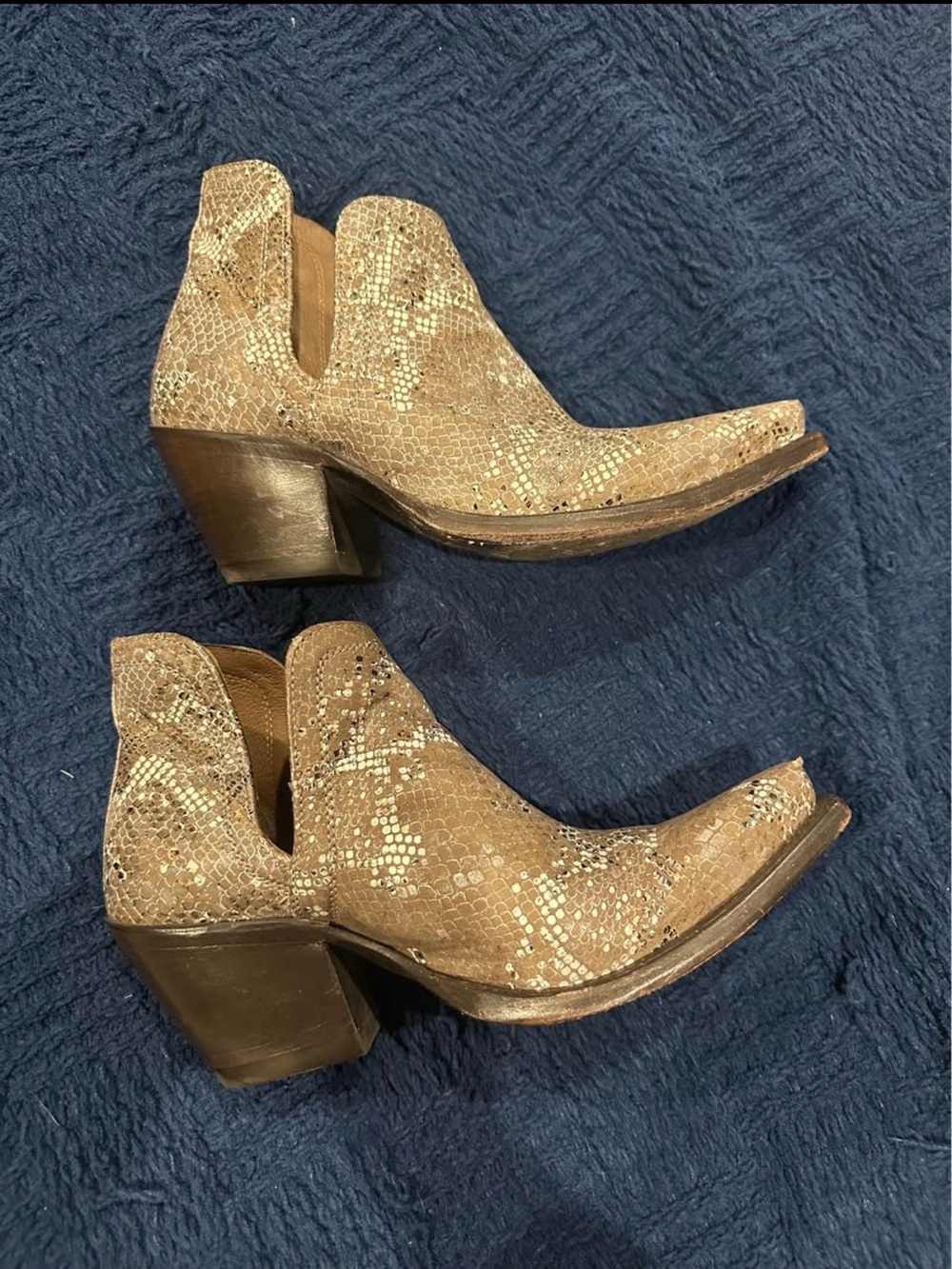 DIXXON Gold Taupe Snake-Print Ankle Booties